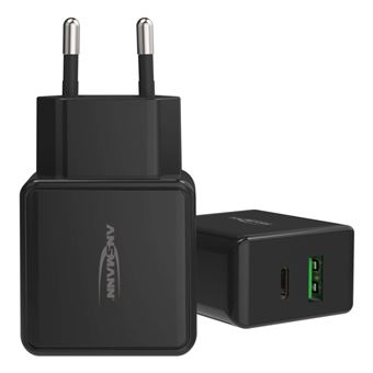 Adaptateur secteur universel avec 2 ports USB Ansmann HC218PD 20 W Noir