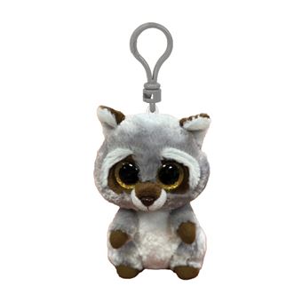 Porte-clés en peluche Ty Beanie Boo's Clip Oakie Le Raton-laveur Gris et Marron