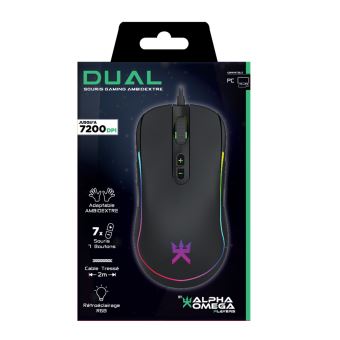 Souris filaire ambidextre Alpha Omega Players Noir