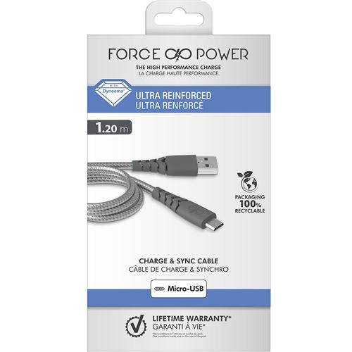 Grossiste et revendeur Câble Micro USB Charge Rapide vers USB 2m F2001  D-POWER en gros