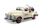 Voiture Maisto Chevrolet 3100 Pick-up 1950 avec moto 1:24 Blanc