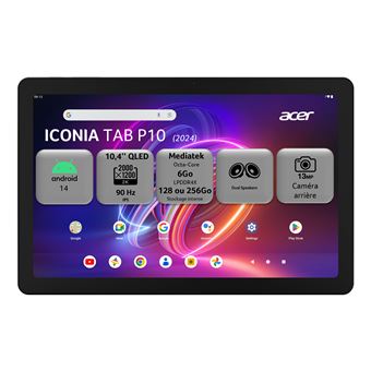 Acer ICONIA Tab P10 P10-21Q - Tablette - Android 14 - 128 Go UFS card - 10.4" IPS (2000 x 1200) - Logement microSD - noir