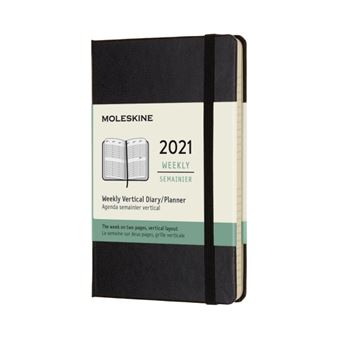 Agenda 2021 semainier Moleskine Verticale Rigide petit format Noir