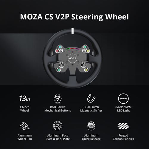 Volant Sim Racing MOZA CS V2P Avec Double Embrayage – Pour PC – Neuf Sous Blister
