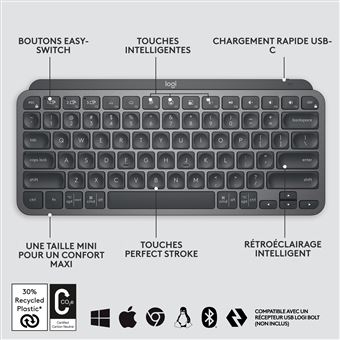Clavier sans fil Qwerty Logitech MX Keys Mini Graphite