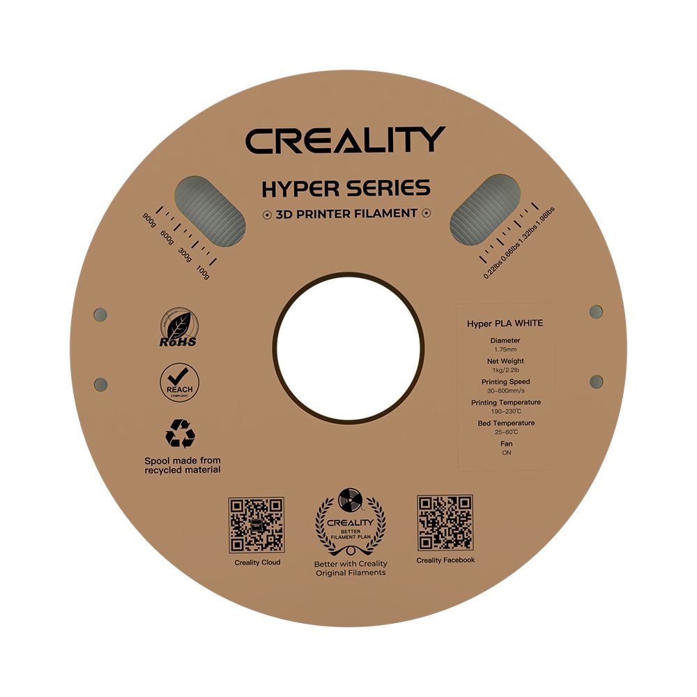 Creality Filament PLA Hyper, Blanc, 1.75 mm, 1 kg