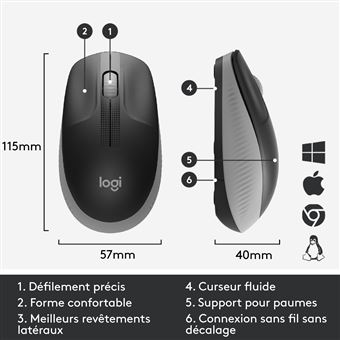 Souris Logitech sans fil M185 – PC Geant