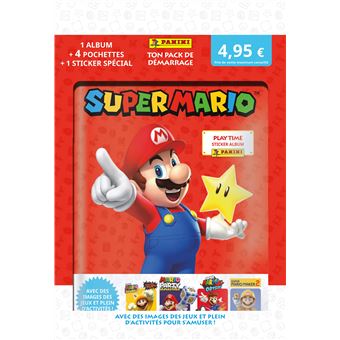 Panini Super Mario Stickers Coffret De 1 Album + 15 Pochettes + 5 Cartes Edition Limitée Gold