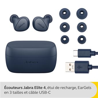 Jabra Elite 4 - Écouteurs sans fil avec micro - intra-auriculaire - Bluetooth - Suppresseur de bruit actif - marine