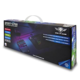 Spirit Of Gamer XPERT-G700 - Ensemble pavé numérique et souris - rétroéclairé - USB - commutateur : interrupteur bleu - noir - Pour la vente au détail