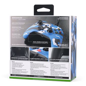 Manette filaire améliorée pour Xbox Series X/S PowerA Camouflage bleu