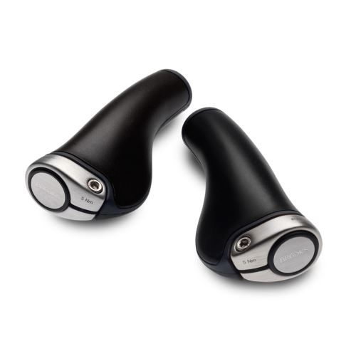 Poignées en cuir Brooks GP1 Noir et Argent 130 mm et 130 mm