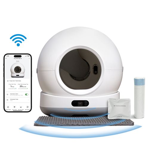 Comparer les prix de Litière automatique connectée avec caméra Pawzz Blanc et Noir