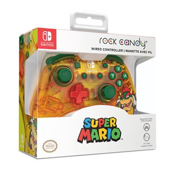 Manette filaire Pdp Rock Candy Lemon Bomb Bowser pour Nintendo Switch Jaune et vert