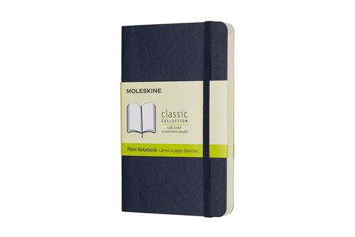 Carnet classique format de poche à pages blanches Moleskine couverture souple Bleu