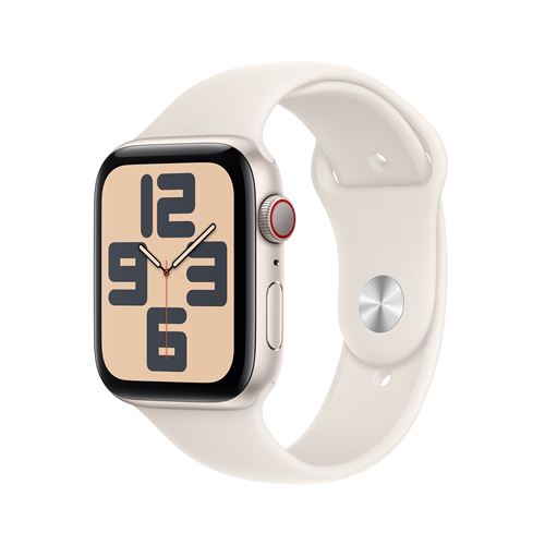 Apple Watch SE GPS + Cellular 44 mm Boîtier en Aluminium Lumière Stellaire avec Bracelet Sport Lumière Stellaire S/M version 2024