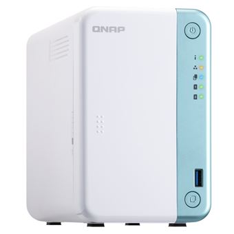 Serveur NAS Qnap TS-251D-4G 2 Baies 4 Go Blanc et bleu