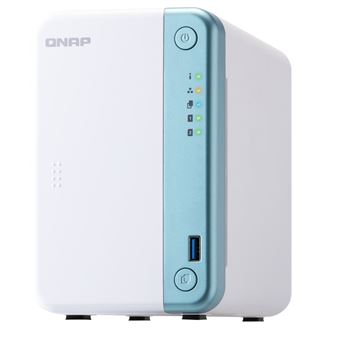 Serveur NAS Qnap TS-251D-4G 2 Baies 4 Go Blanc et bleu