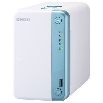 Serveur NAS Qnap TS-251D-4G 2 Baies 4 Go Blanc et bleu