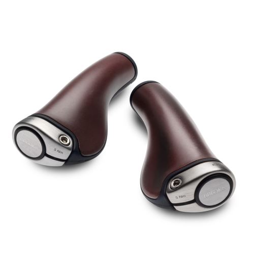 Poignées en cuir Brooks GP1 Marron et Argent 130 mm et 130 mm
