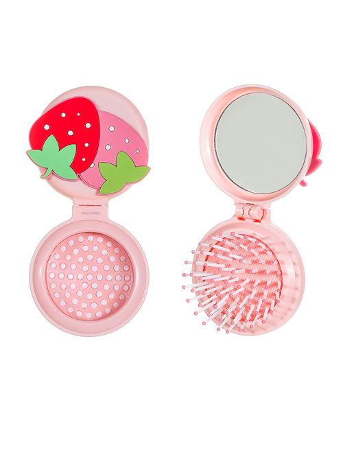 Brosse à cheveux et miroir Miniso Fruit series Fraise Rose