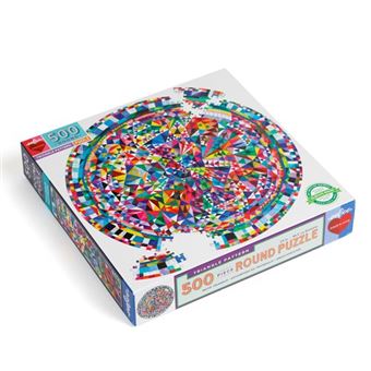 EeBoo- Rompecabezas Redondo 500 Piezas Triángulo Patrón Puzzle Adultos De Cartón Reciclado-58,5 Cm De Diámetro, Multicolor, 1 EA (0689196510786