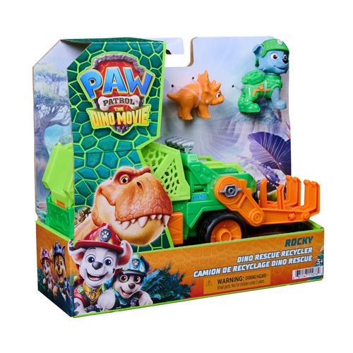 Paw Patrol Multicolore Pack Figurines Et Véhicule Pat’patrouille Rocky Le Film Mission Dino