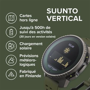 Montre connectée Suunto Vertical Titanium Solar Forest avec bracelet silicone Vert