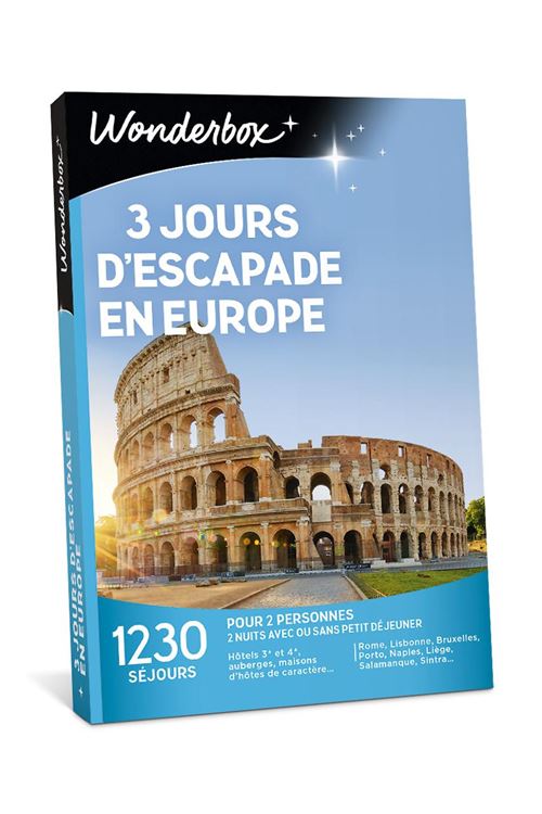 Coffret cadeaux Wonderbox 3 jours escapade en Europe