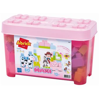 Briques de construction Ecoiffier Maxi Abrick Baril Animaux de la ferme 50 pièces Rose