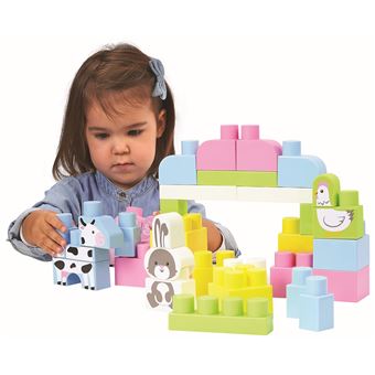 Briques de construction Ecoiffier Maxi Abrick Baril Animaux de la ferme 50 pièces Rose