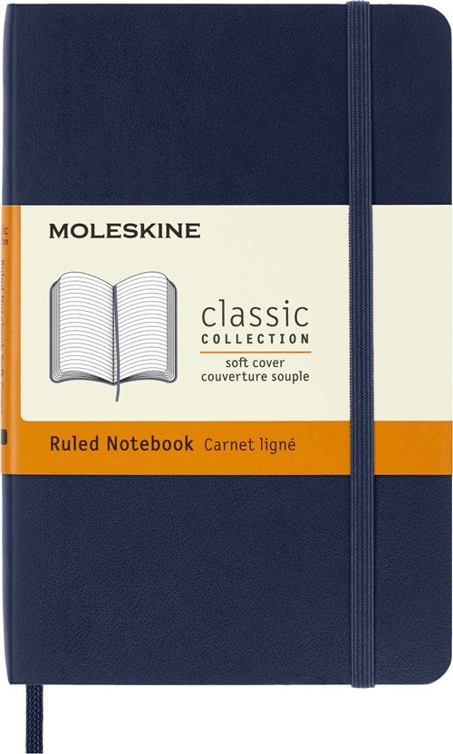 Carnet classique format de poche ligné Moleskine Couverture souple Bleu Saphir