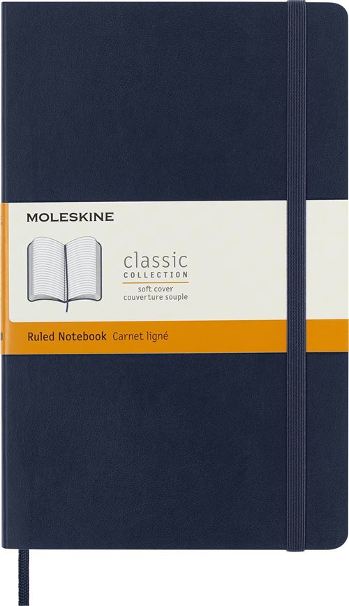 Carnet classique grand format ligné Moleskine Couverture souple Bleu Saphir