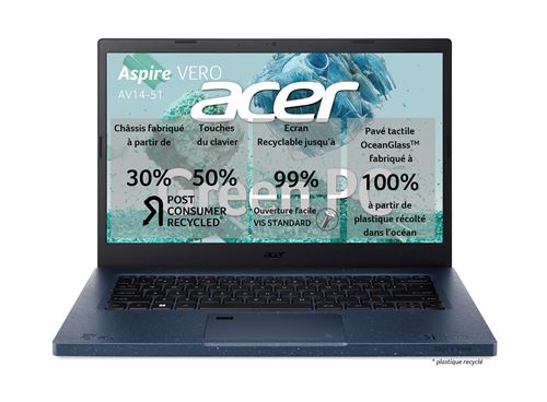 Pc Portable Acer Aspire Vero Pc Green Av14-51-57Nc 14" Intel Core I5 16 Go Ram 512 Go Ssd Bleu