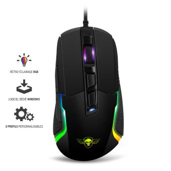 Spirit Of Gamer PRO-M7 - Souris - optique - 7 boutons - filaire - USB 2.0 - noir