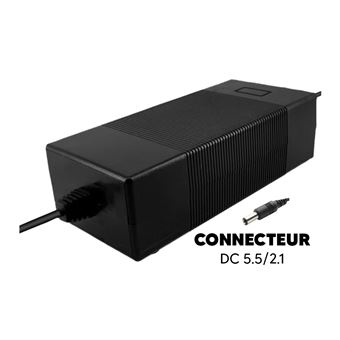 Chargeur Wattiz 36/42V avec connecteur DC 5.5x2.1 mm Noir