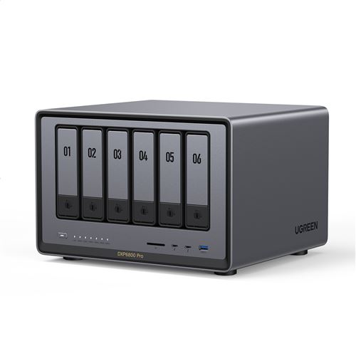 Serveur NAS Ugreen 6 baies DXP6800 pro 160 To Gris anodisé