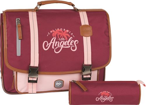 Cartable scolaire Ooban's Funny Los Angeles 38 cm Rouge et rose