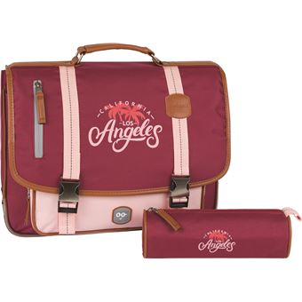 Cartable scolaire Ooban's Funny Los Angeles 38 cm Rouge et rose