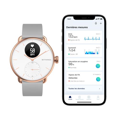 Pack Premium Montre Connectée Withings Scanwatch 38 Mm Or Rose +