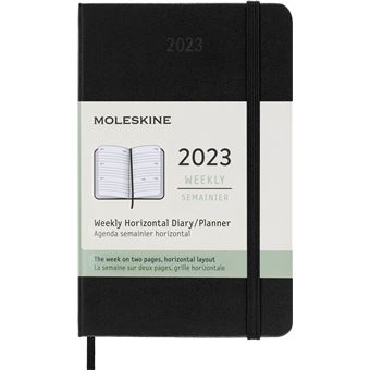 Agenda scolaire Moleskine 2022 2023 Semainier Horizontal format de poche Rigide Noir
