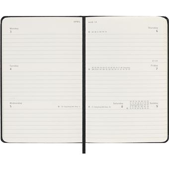 Agenda scolaire Moleskine 2022 2023 Semainier Horizontal format de poche Rigide Noir