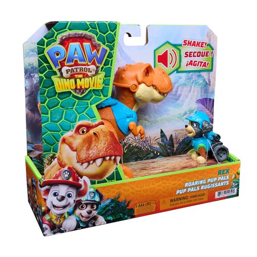 Pack 2 Figurines Paw Patrol Pat’Patrouille Roaring Pup Pals Rex Le Film Mission Dino