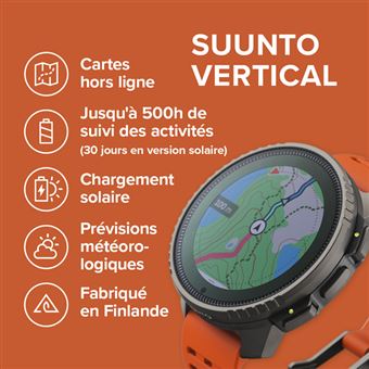 Montre connectée Suunto Vertical Titanium Solar Canyon avec bracelet silicone Orange