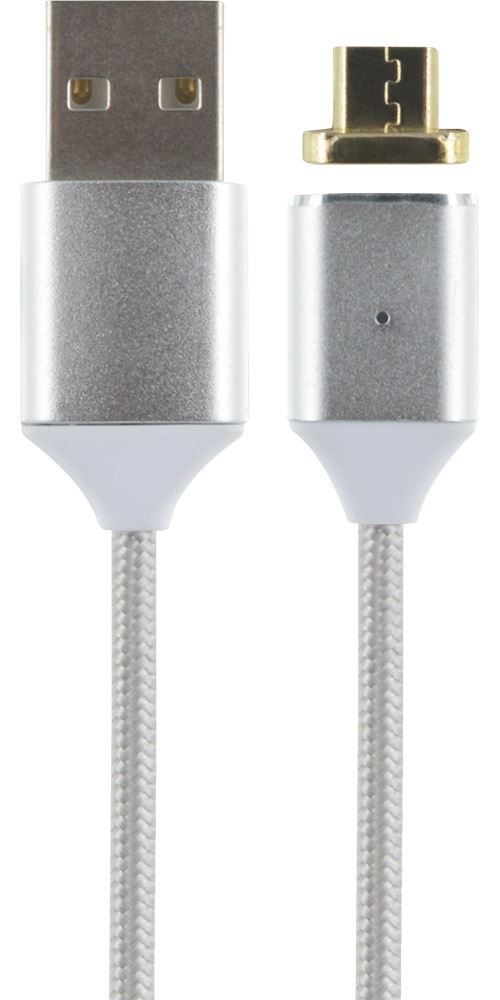 Câble magnétique USB/micro USB gris métallisé