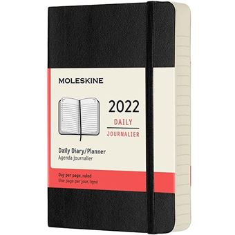 Agenda journalier Moleskine Format de poche Couverture souple 2022 Noir