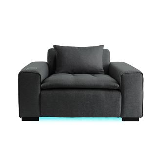 Fauteuil connecté Miliboo tissu gris foncé