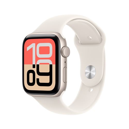 Apple Watch SE 3 GPS 44mm Boitier en Aluminium Lumiere Stellaire avec Bracelet Sport Lumiere Stellaire S/M