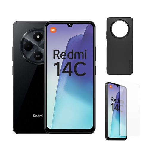 Pack Smartphone Xiaomi Redmi 14C 6,88 Double SIM 256 Go Noir + Protection d'écran