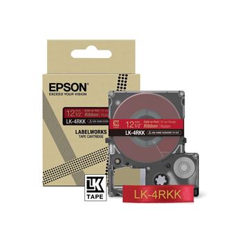 Epson LabelWorks LK-4RKK - Satin - doré sur rouge - Rouleau (1,2 cm x 5 m) 1 cassette(s) bande de ruban - pour LabelWorks Cable and Wiring Kit, LW-1000, 600, 700, K400, Z700, Z710, Z900, Safety Kit